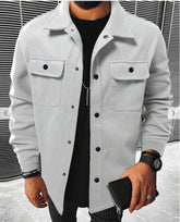 Autumn Plaid Digital Print Men Casual Lapel Shirt Jacket Coat