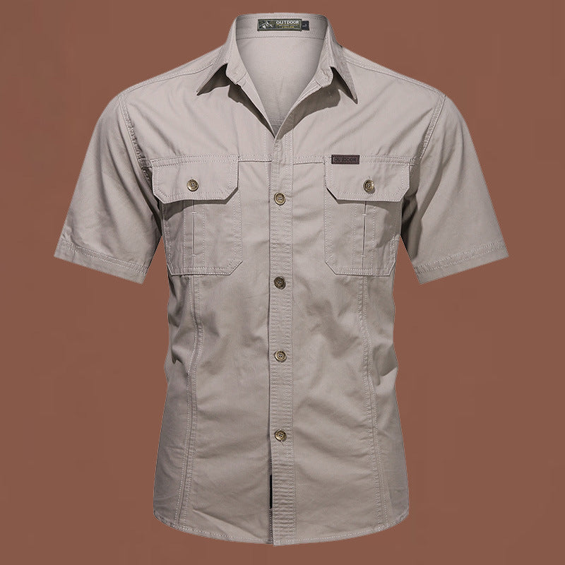 Workwear Short Sleeve Cotton Work Clothes Shirt Outdoor Loose Men's Shirt Workwear Short Sleeve Cotton Work Clothes Shirt Outdoor Loose Men's Shirt