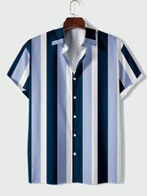 Fashion Mens Casual Striped Print Shirt