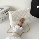 All-match Diamond Plaid Embroidered Women's Twist Lock Bag