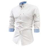 Men's cotton and linen shirt with imported cotton and linen buckle