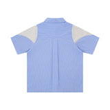 Мужская дышащая спортивная рубашка свободного кроя с вертикальными полосками и коротким рукавом