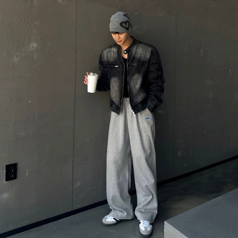 Свободное пальто с воротником-стойкой, корейский стиль, модная высококачественная джинсовая куртка Свободное пальто с воротником-стойкой, корейский стиль, модная высококачественная джинсовая куртка