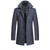 Zipper Double Collar Woolen Coat Thickened Plus Size Trench Coat Woolen Coat