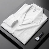 High Quality Men's Cuban Collar Pleated Shirt Long Sleeve