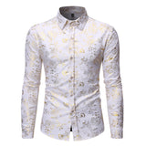 Men's Metal Bronzing Printed Lapel Shirt