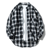 Japanese Style Long Sleeve Shirt Men Loose Work Jacket