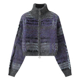 Retro Contrast Color Atmosphere Sweater Women's Loose Short