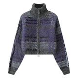 Retro Contrast Color Atmosphere Sweater Women's Loose Short