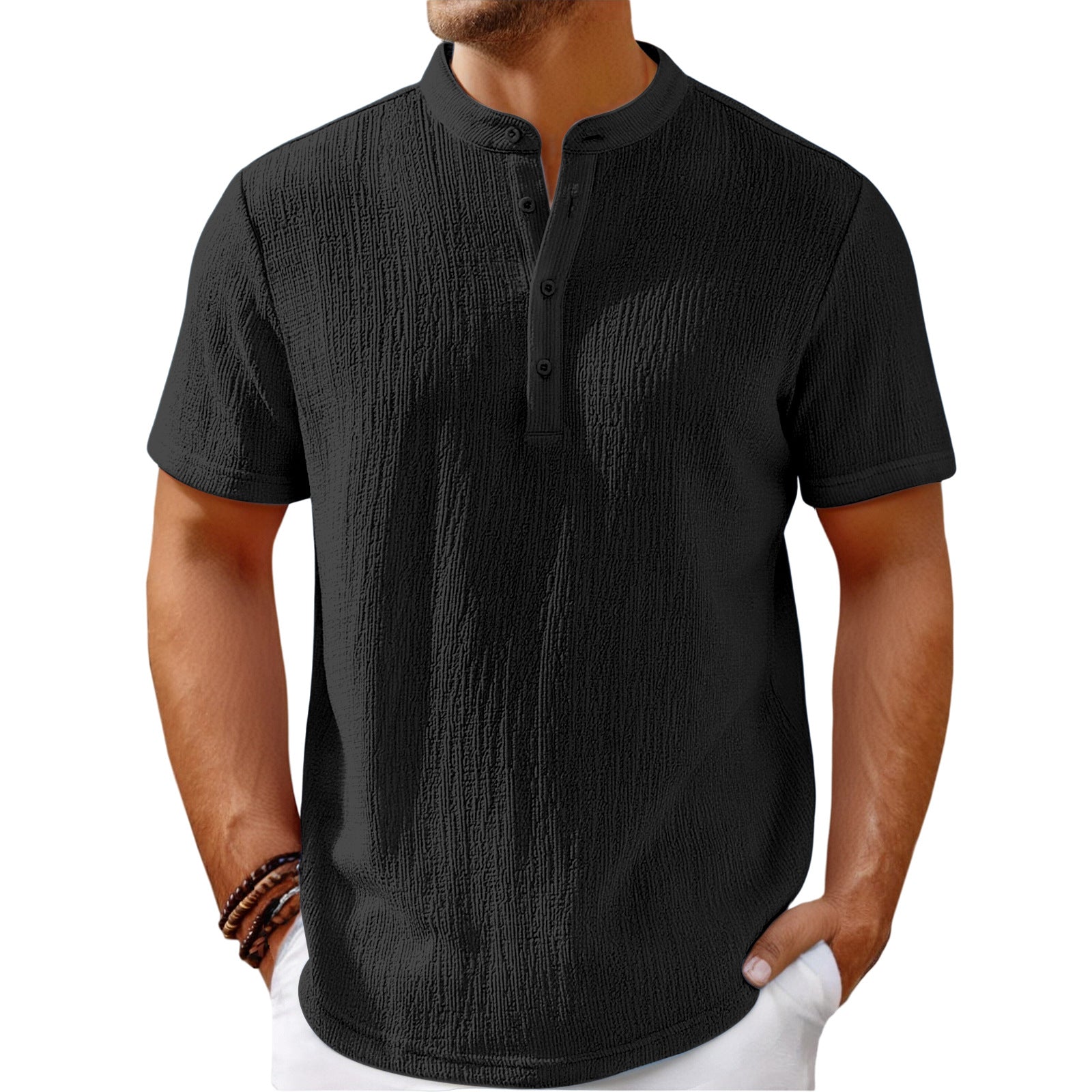 Куртаи мардона Retro пахта ва катон рахҳои Henley Ҷомаи тасодуфӣ фуҷур Куртаи мардона Retro пахта ва катон рахҳои Henley Ҷомаи тасодуфӣ фуҷур