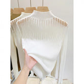 Mesh Lace Sweater Women's Half Turtleneck