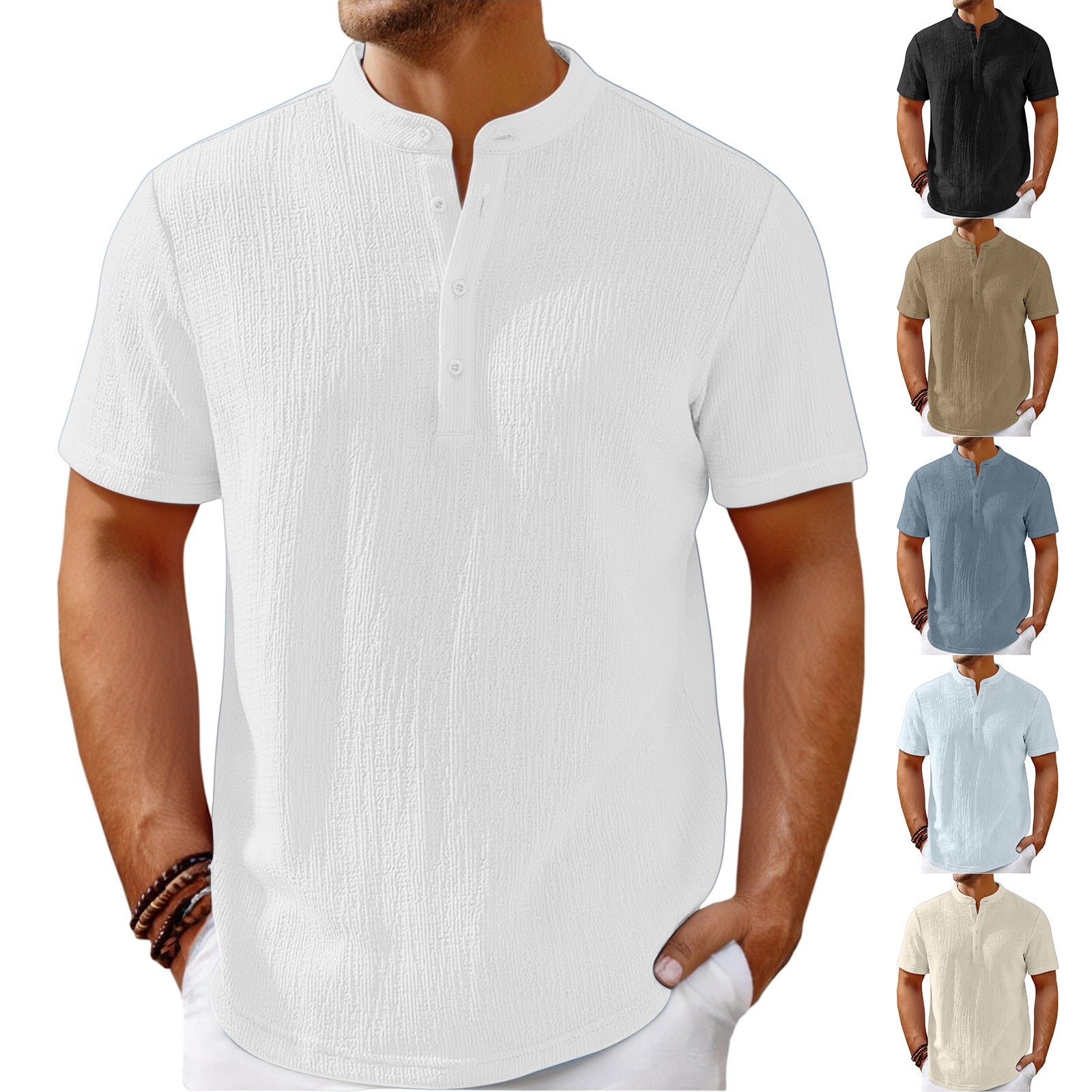 Куртаи мардона Retro пахта ва катон рахҳои Henley Ҷомаи тасодуфӣ фуҷур Куртаи мардона Retro пахта ва катон рахҳои Henley Ҷомаи тасодуфӣ фуҷур