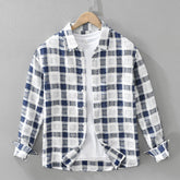Japanese Fashion Plaid Long Sleeve Shirt For Men