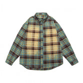 Модная рубашка с длинными рукавами и лацканами в стиле колор-блок