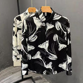 Мужская рубашка с цветочным узором Slim Fit с длинным рукавом
