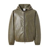 Heavy American Retro Fashion Brand Leather Coat