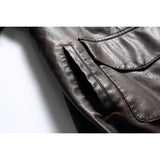 Loose Lapel Motorcycle Leather Jacket Retro Distressed Colored PU Leather Jacket For Men