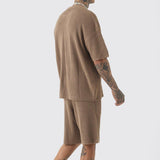 Casual Men's Loose Round Neck Short Sleeve Shorts Suit