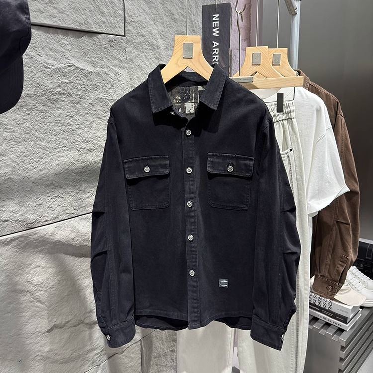 Мужская рабочая одежда из стираного хлопка, свободная куртка, пальто Мужская рабочая одежда из стираного хлопка, свободная куртка, пальто