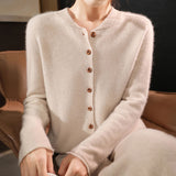 V-neck Knitted Cardigan Coat Solid Color Short Loose Sweater
