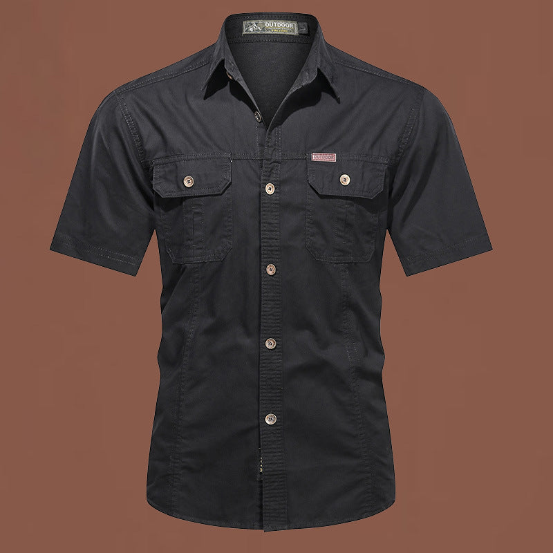 Workwear Short Sleeve Cotton Work Clothes Shirt Outdoor Loose Men's Shirt