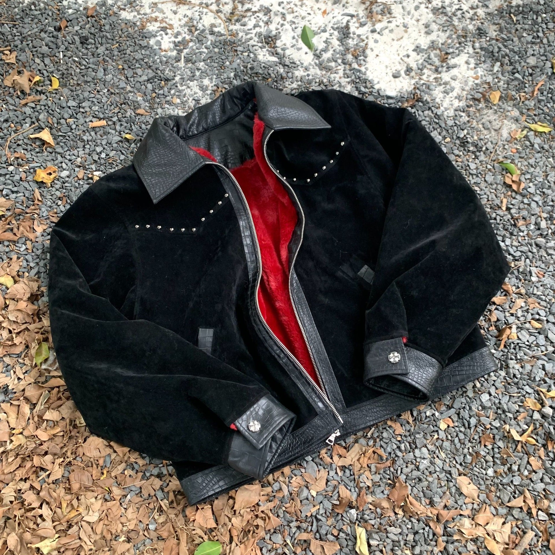 Кожаное пальто с лацканами в стиле пэчворк из ангольской шерсти, очень толстое замшевое пальто Кожаное пальто с лацканами в стиле пэчворк из ангольской шерсти, очень толстое замшевое пальто