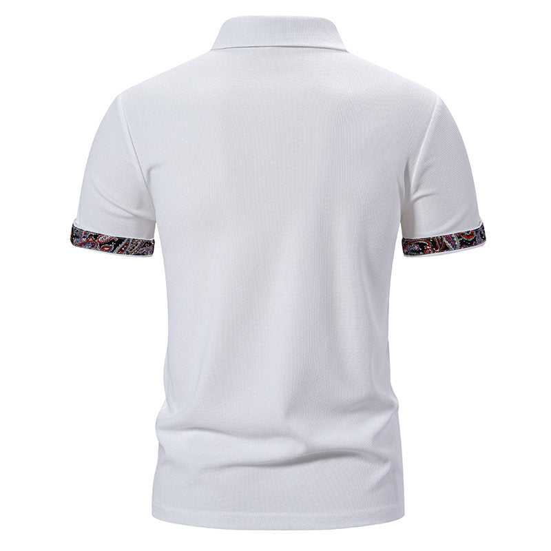 European Size Polo Shirt Men's Color Stitching Turnover Neck Short Sleeve European Size Polo Shirt Men's Color Stitching Turnover Neck Short Sleeve