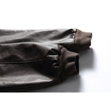 Loose Lapel Motorcycle Leather Jacket Retro Distressed Colored PU Leather Jacket For Men