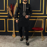 Mens Casual Long Sleeve Ethnic Style Traditional Suit