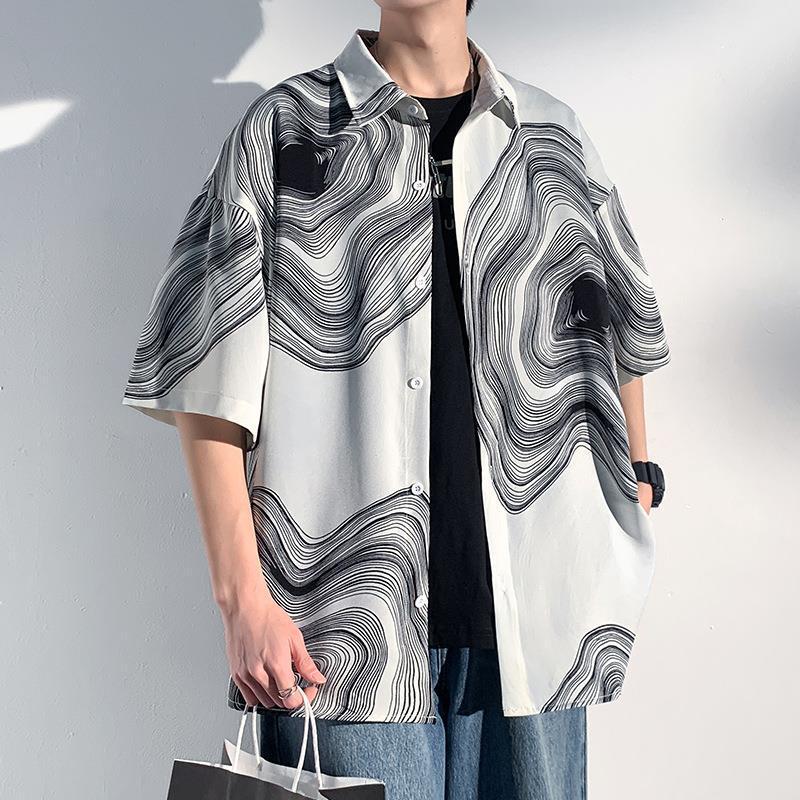 Summer Menswear Shirt Hong Kong Style Fashionable Temperament Short Sleeve Summer Menswear Shirt Hong Kong Style Fashionable Temperament Short Sleeve