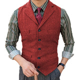 Man's Suit Vest Slim Herringbone Pattern
