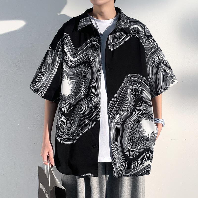 Summer Menswear Shirt Hong Kong Style Fashionable Temperament Short Sleeve Summer Menswear Shirt Hong Kong Style Fashionable Temperament Short Sleeve