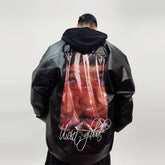 Winter Warm White American Style Duck Down Jacket Loose Thicken Faux Leather Baseball Jacket