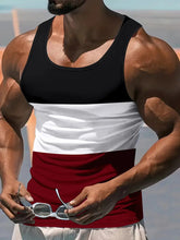 Men's Stitching Contrast Color Sports Fitness Loose Running Vest