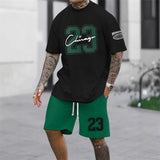 Men's Casual Short-sleeved Color Matching Shorts