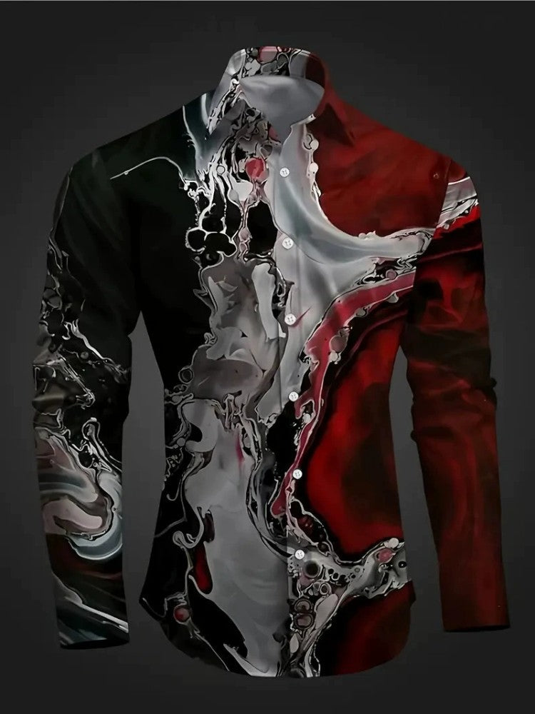 European And American Spring And Autumn Leisure Personalized Trendy Men Long Sleeve 3D Printed Shirt European And American Spring And Autumn Leisure Personalized Trendy Men Long Sleeve 3D Printed Shirt