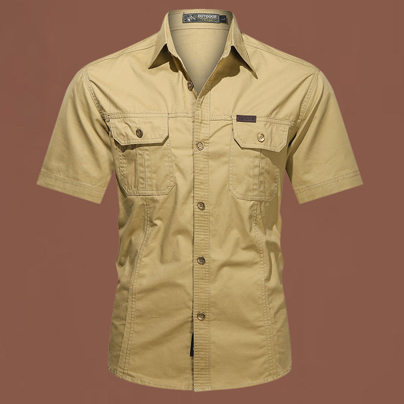 Workwear Short Sleeve Cotton Work Clothes Shirt Outdoor Loose Men's Shirt Workwear Short Sleeve Cotton Work Clothes Shirt Outdoor Loose Men's Shirt