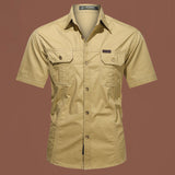 Workwear Short Sleeve Cotton Work Clothes Shirt Outdoor Loose Men's Shirt