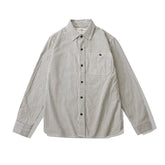 Men's Vertical Striped Shirt Single Bag Retro Long Sleeve