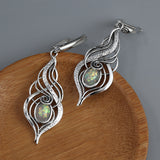 Creative Retro Metal Drop-shaped Gem Pendant Earrings