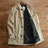 Men's quilted warm coat medium length Trench coat