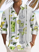Men's Gradient Digital Print Long Sleeve Notch Lapel Shirt
