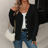 Women's Simple All-match Loose Solid Color Buttons Cardigan
