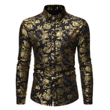 Men's Metal Bronzing Printed Lapel Shirt