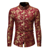 Men's Metal Bronzing Printed Lapel Shirt