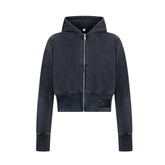 Mens distressed old hooded cardigan with zipper short sleeves