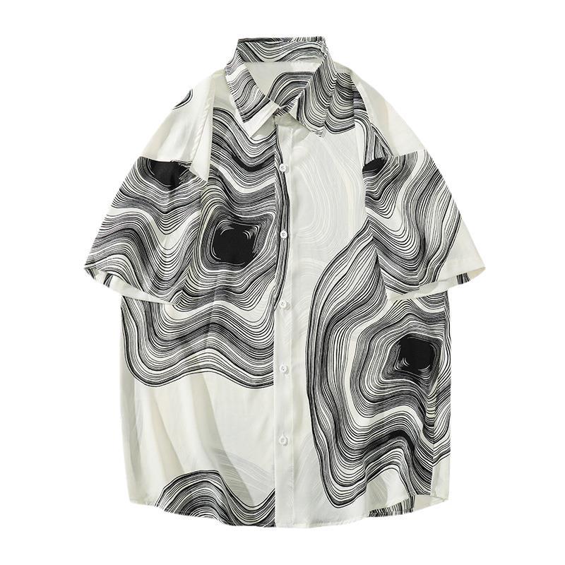 Summer Menswear Shirt Hong Kong Style Fashionable Temperament Short Sleeve Summer Menswear Shirt Hong Kong Style Fashionable Temperament Short Sleeve