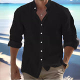 Men's Linen Button Summer Beach Shirt