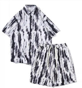 Casual Tie-dye Men's Loose Flower Shirt Suit
