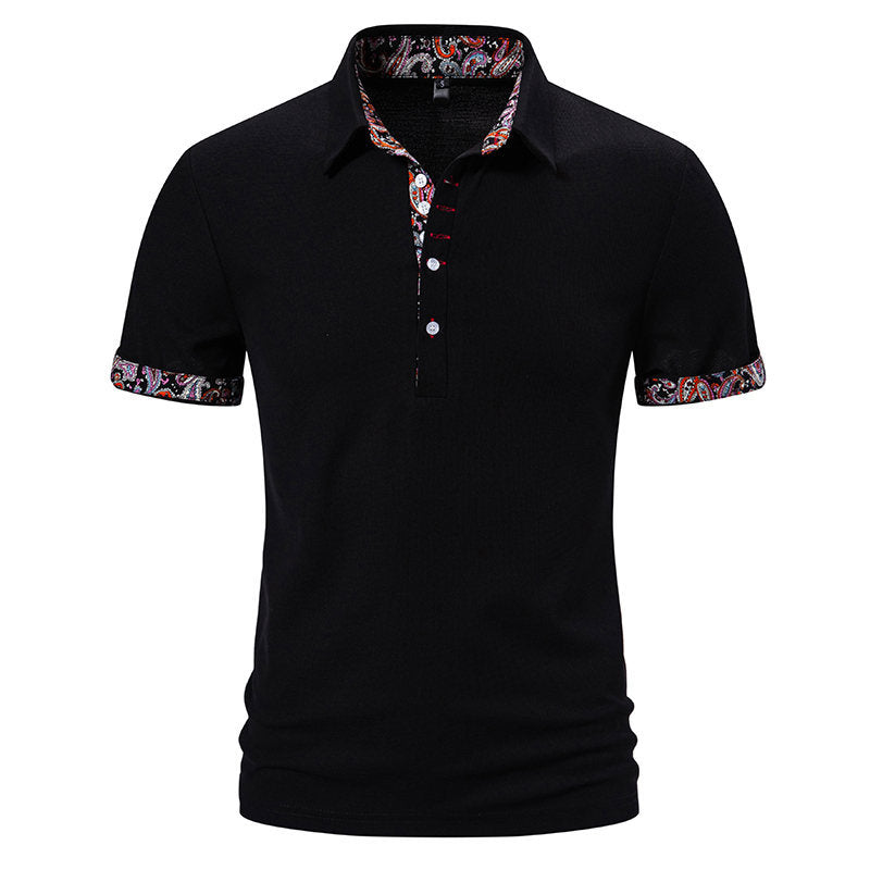 European Size Polo Shirt Men's Color Stitching Turnover Neck Short Sleeve European Size Polo Shirt Men's Color Stitching Turnover Neck Short Sleeve